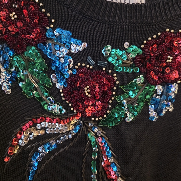 Western Connection Black Sequin Floral Sweater - Picture 4 of 11